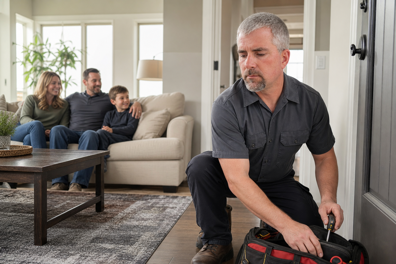 Happy family enjoying comfortable home